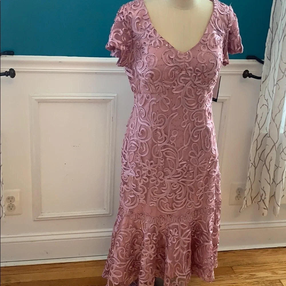 NWT!! R & M Richards Soutache Flounce Midi dress 8 - Picture 2 of 4